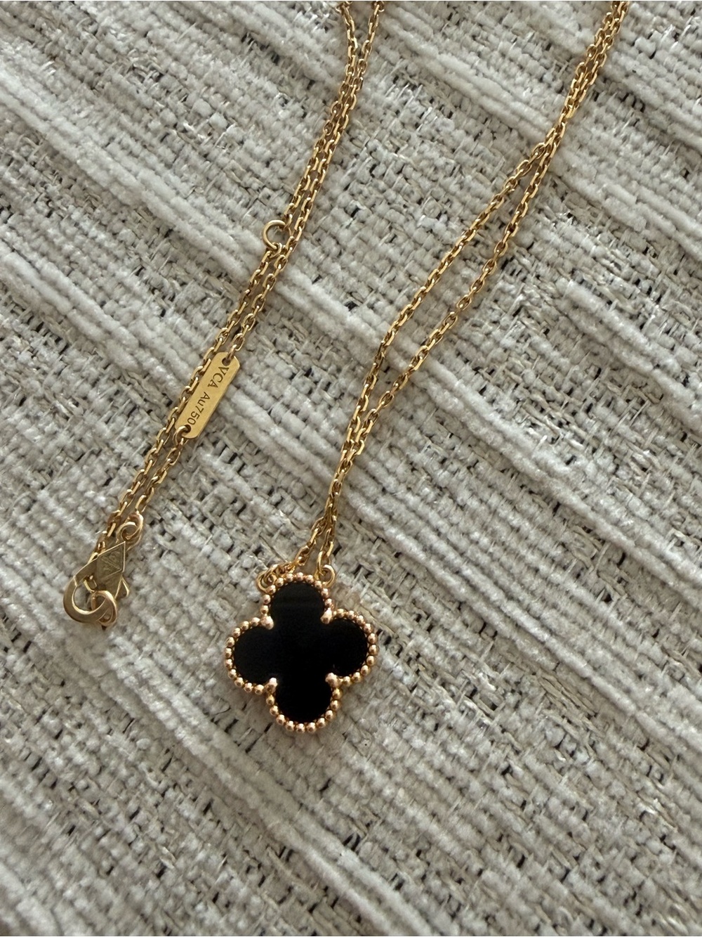 Van Cleef & Arpels Black and Gold Alhambra Pendant Necklace